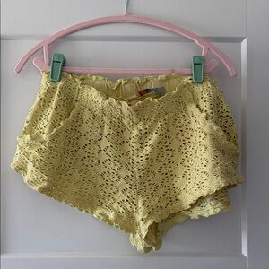 Free People Beach Yellow Crochet Shorts Swimsuit Coverup